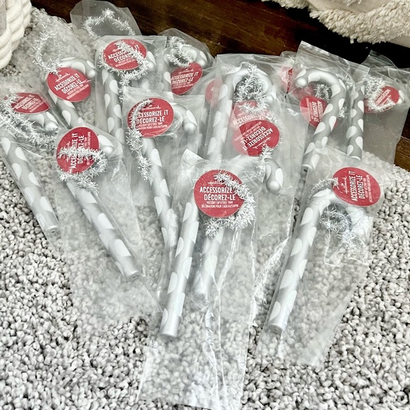 Hallmark 6” Silver Plastic Candy Cane Christmas Tree Ornaments / Gift Trim 15qty - Picture 1 of 11